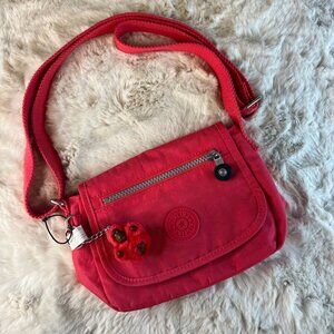 Kipling 'Sabian' Pink Mini Crossbody Shoulder Bag Nylon Purse w/ Monkey